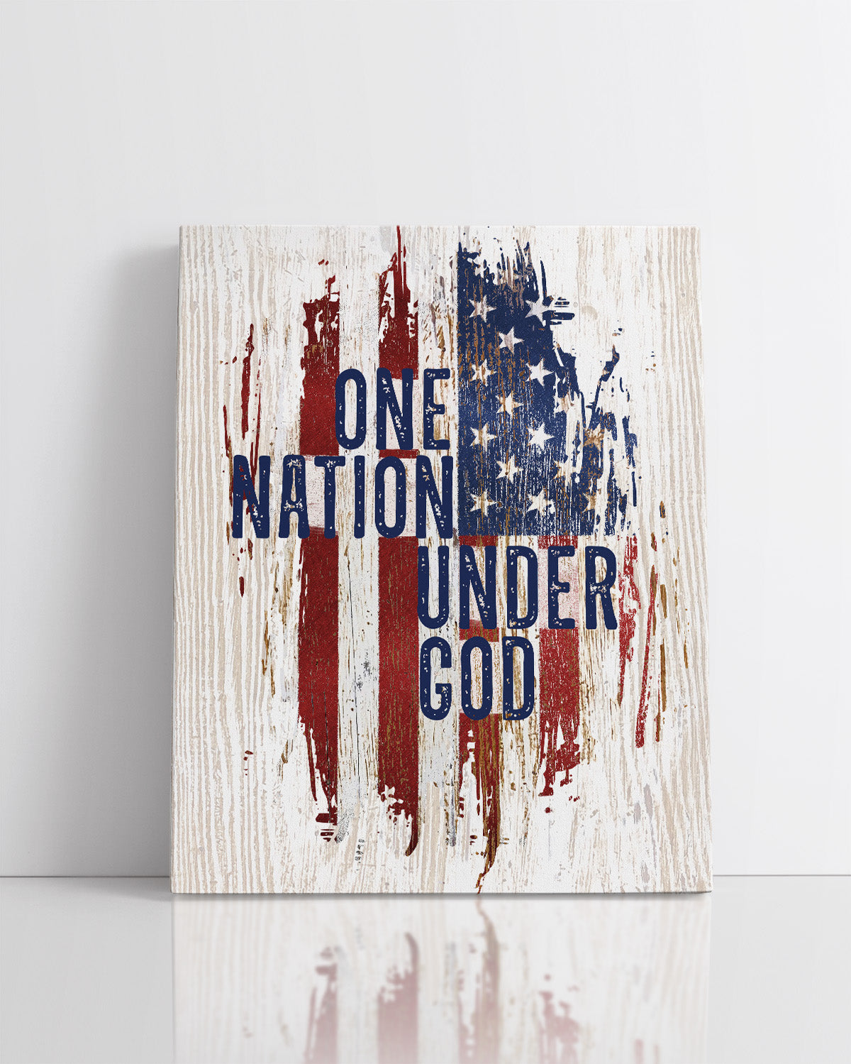 One Nation Under God American Flag Wall Art - Patriotic Wall Decor - Memorial Day, 4th of July Canvas - Gift for Americana, US History Buffs, Military Veterans, Patriots