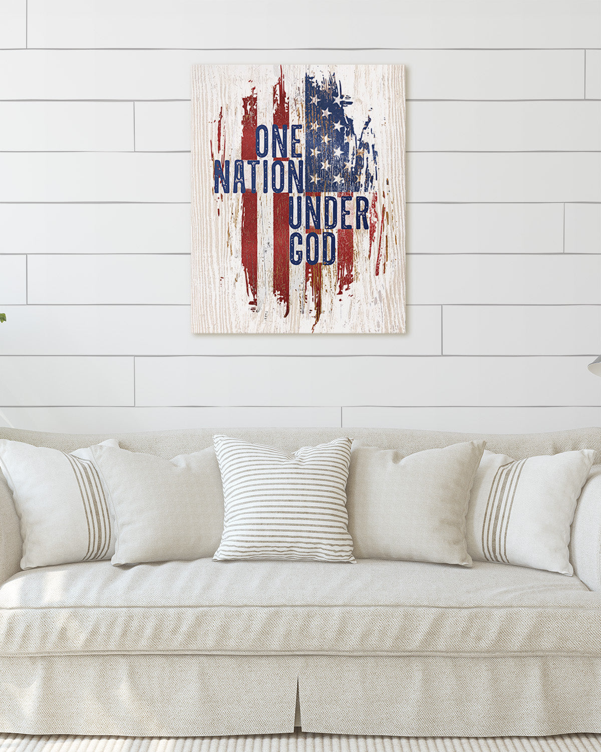 One Nation Under God American Flag Wall Art - Patriotic Wall Decor - Memorial Day, 4th of July Canvas - Gift for Americana, US History Buffs, Military Veterans, Patriots