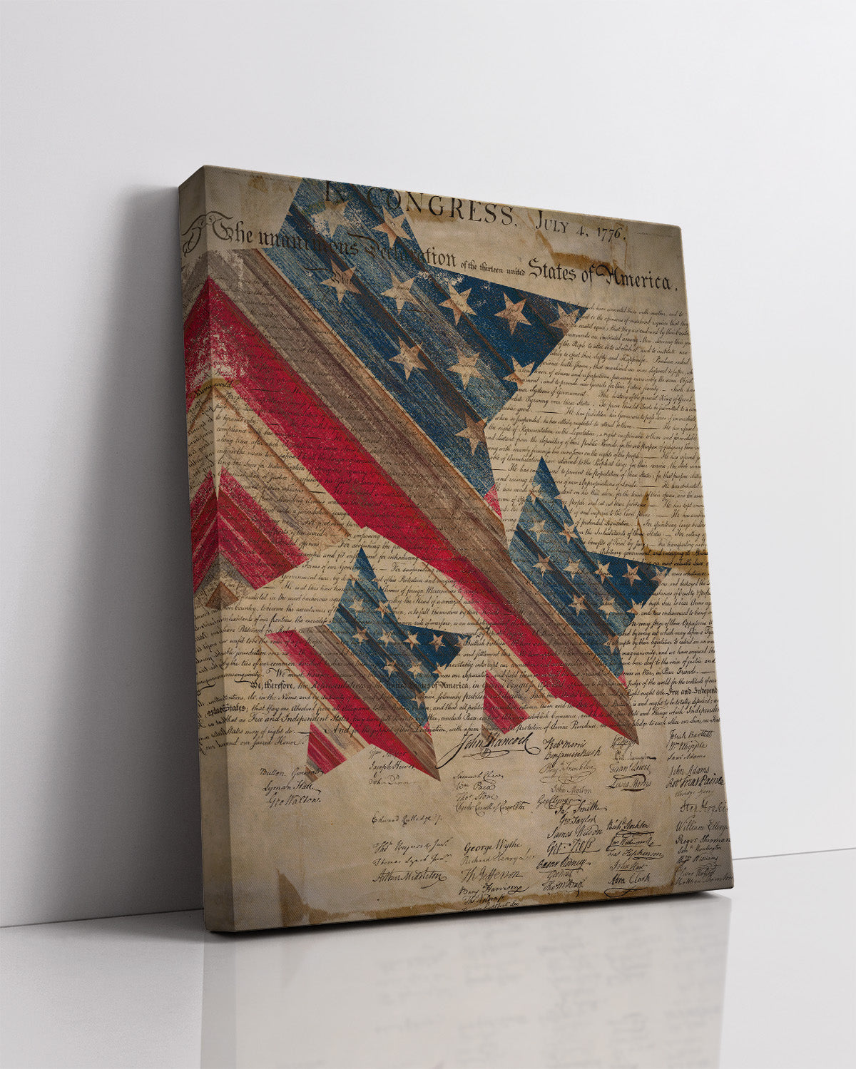 Declaration of Independence Wall Art Canvas - Patriotic Wall Decor - Memorial Day, 4th of July Gift for Americana, US History Buffs, Military Veterans Patriots