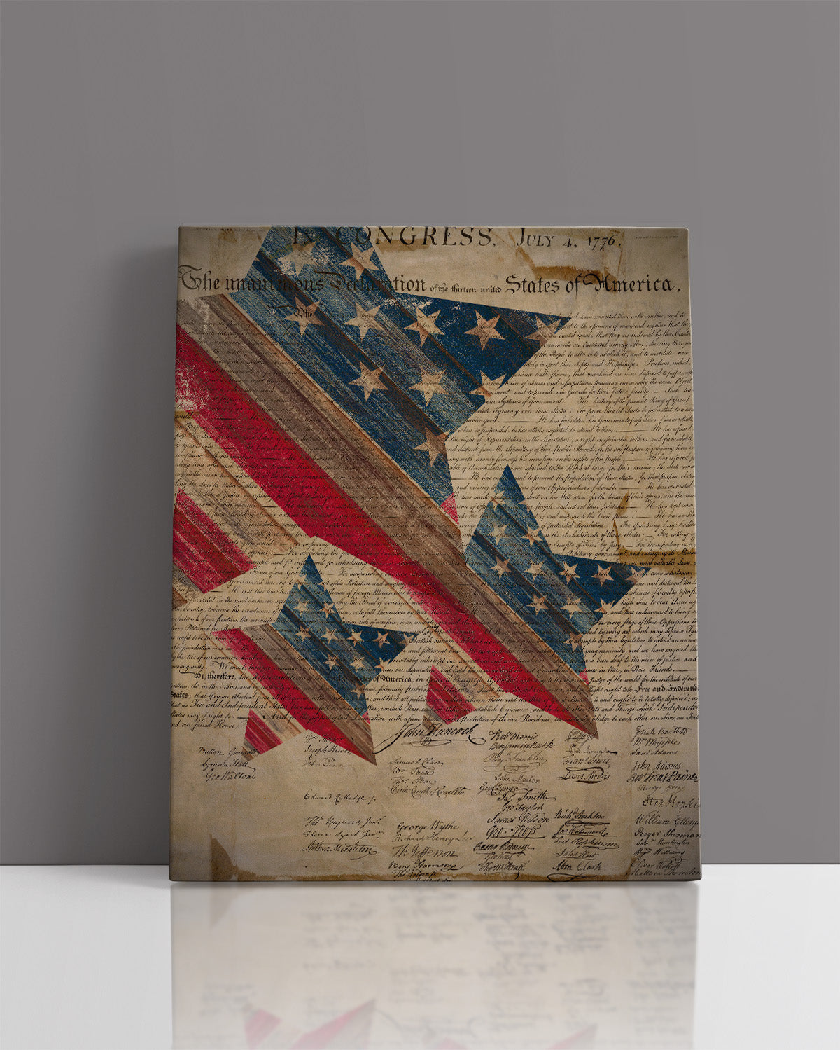 Declaration of Independence Wall Art Canvas - Patriotic Wall Decor - Memorial Day, 4th of July Gift for Americana, US History Buffs, Military Veterans Patriots