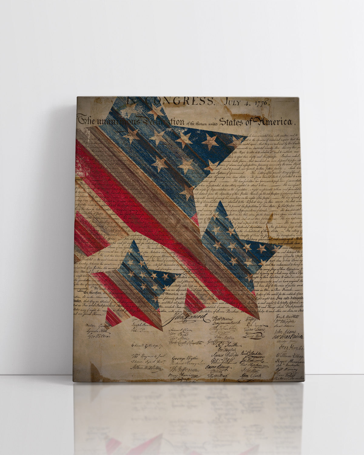 Declaration of Independence Wall Art Canvas - Patriotic Wall Decor - Memorial Day, 4th of July Gift for Americana, US History Buffs, Military Veterans Patriots