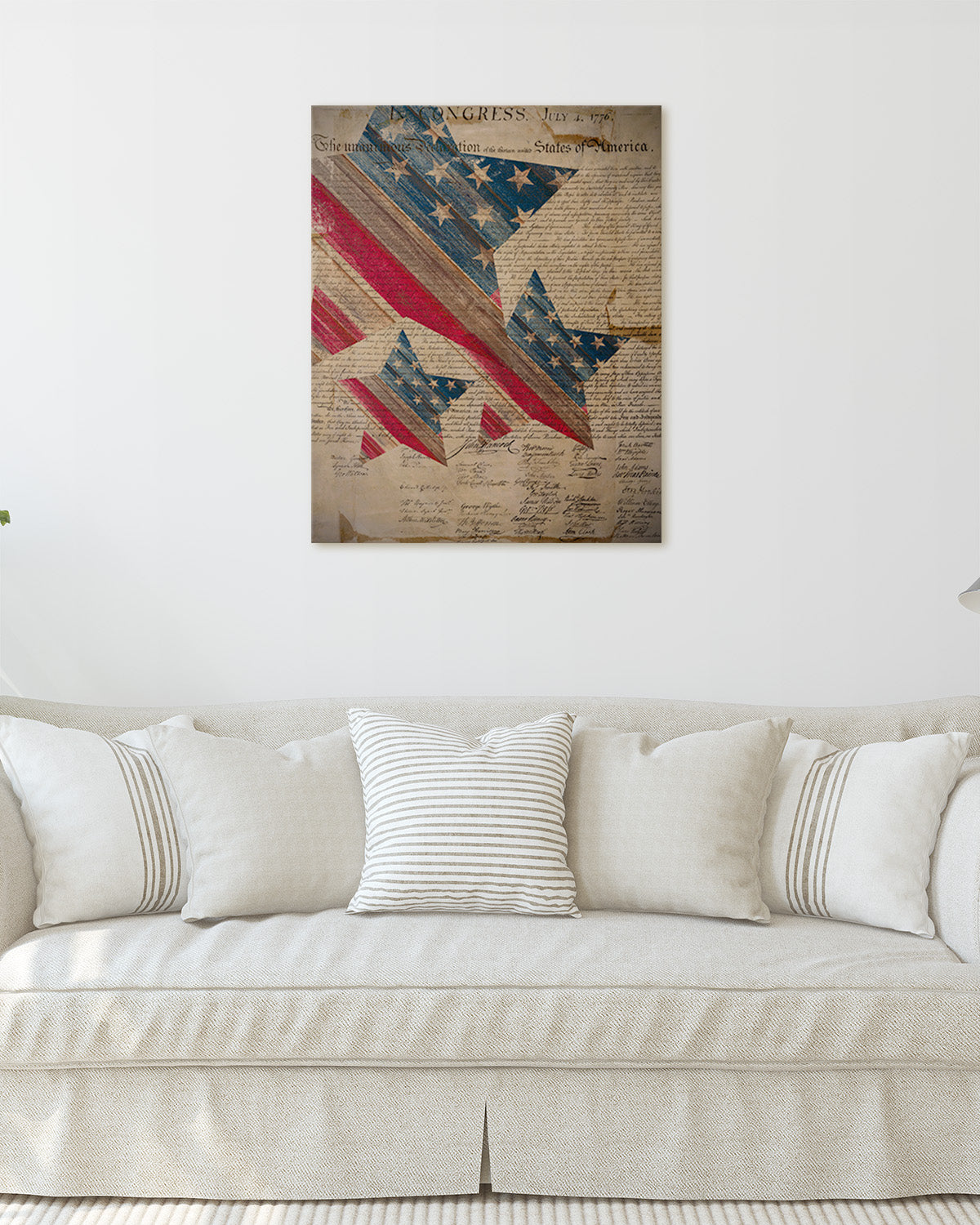 Declaration of Independence Wall Art Canvas - Patriotic Wall Decor - Memorial Day, 4th of July Gift for Americana, US History Buffs, Military Veterans Patriots