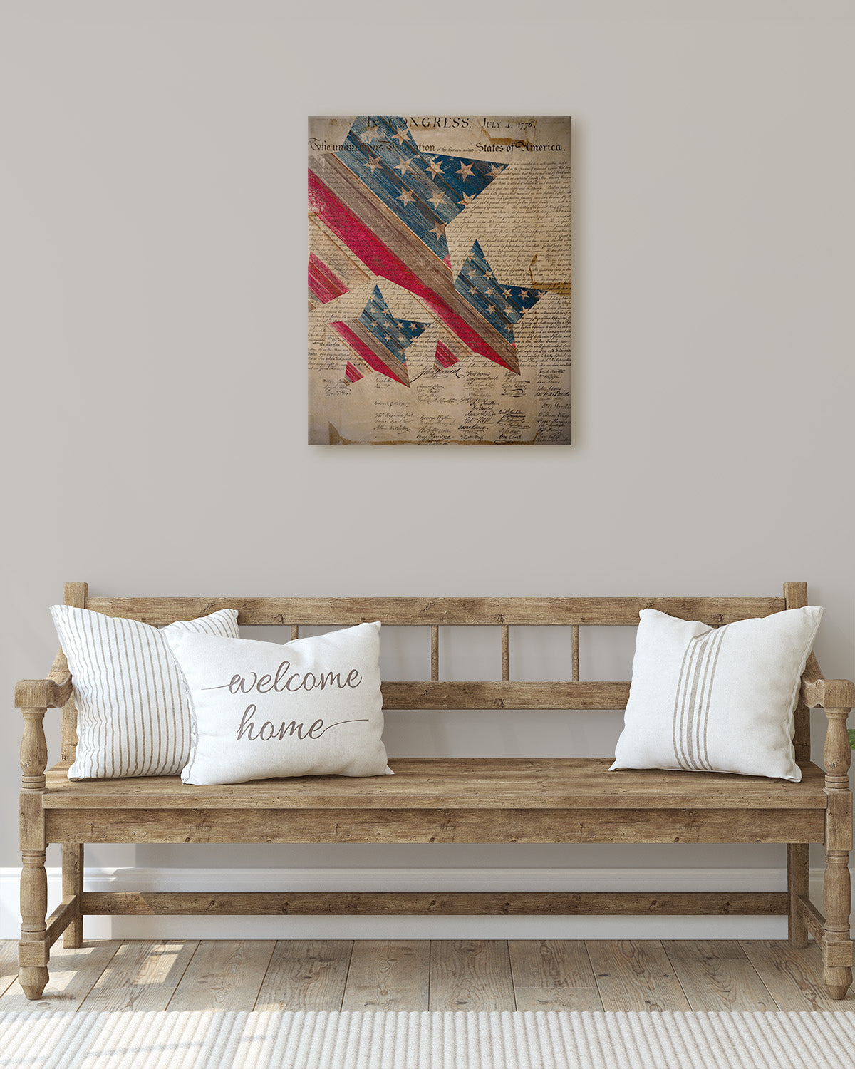 Declaration of Independence Wall Art Canvas - Patriotic Wall Decor - Memorial Day, 4th of July Gift for Americana, US History Buffs, Military Veterans Patriots