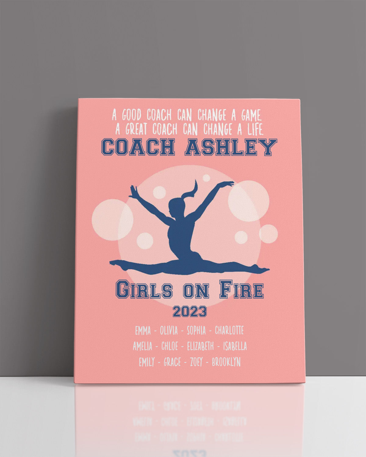 Gymnastics Coach Appreciation Gift - Customize With Athlete Names, Coach's Names, Team Name, Year or Season - Motivational Sports Wall Art - Coach's Quote