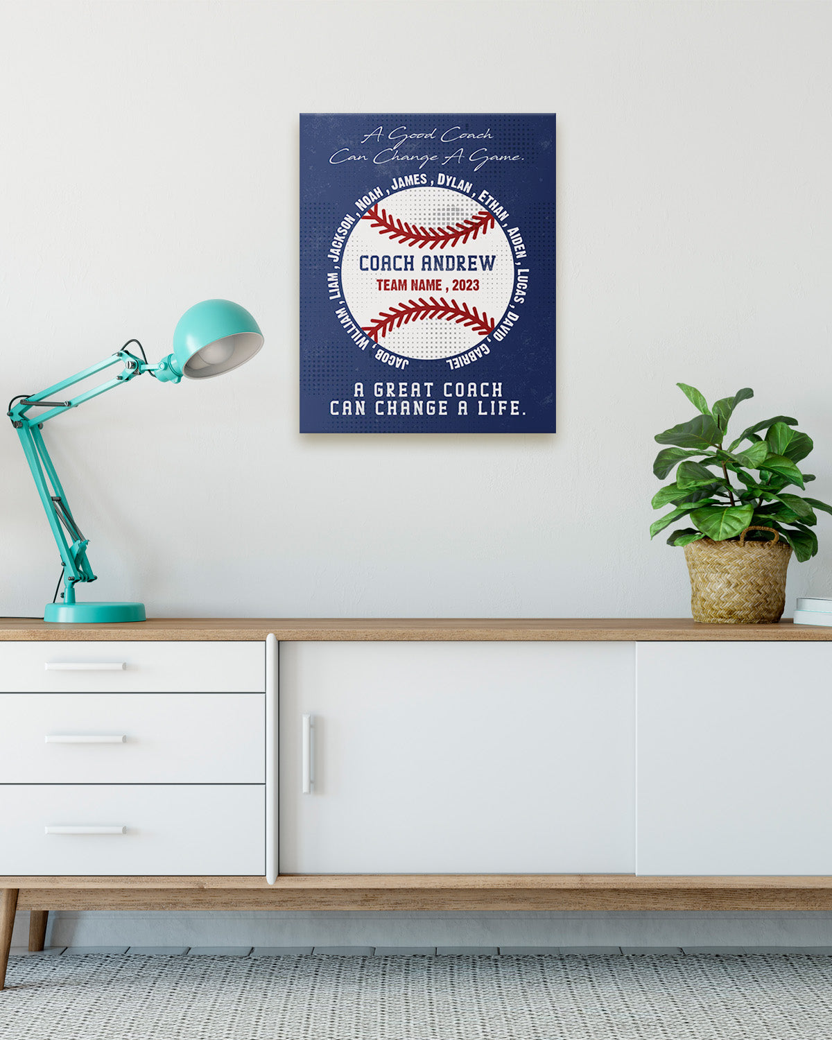 Personalized Baseball Coach Gift, End of Season Manager Gift, Softball Team Mom Gift Wall Decor Art Canvas