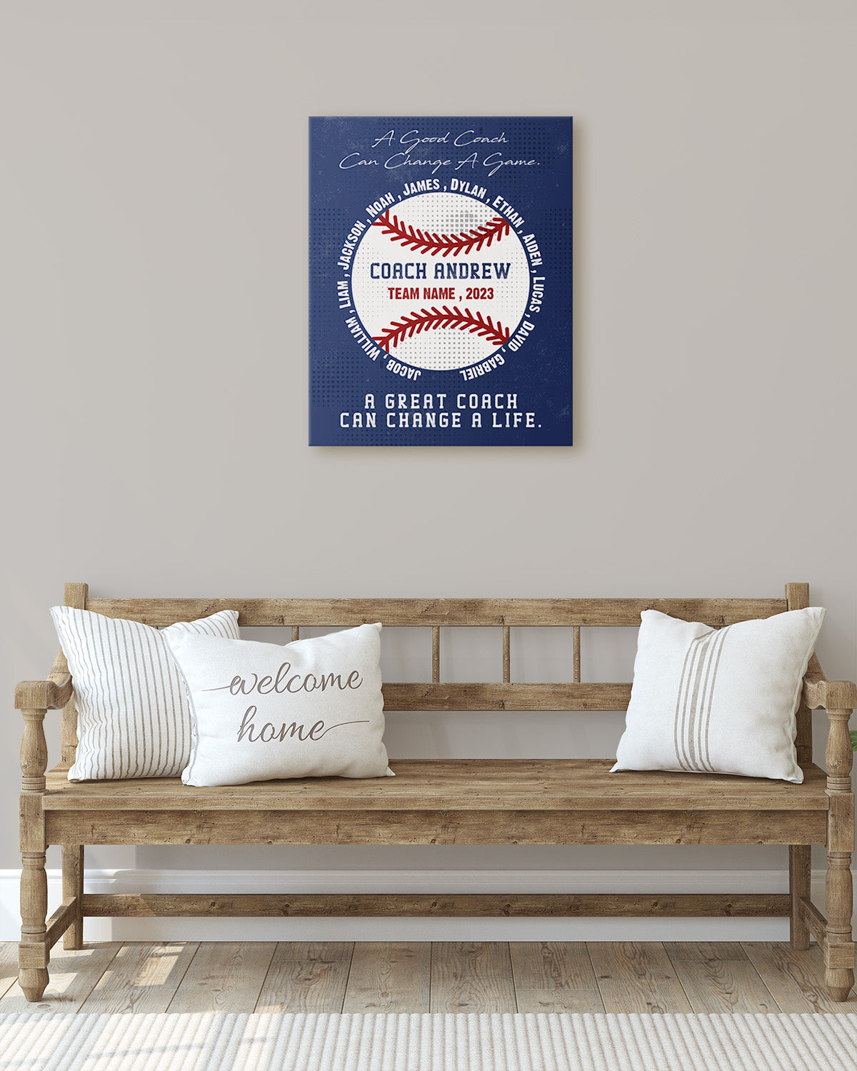 Personalized Baseball Coach Gift, End of Season Manager Gift, Softball Team Mom Gift Wall Decor Art Canvas