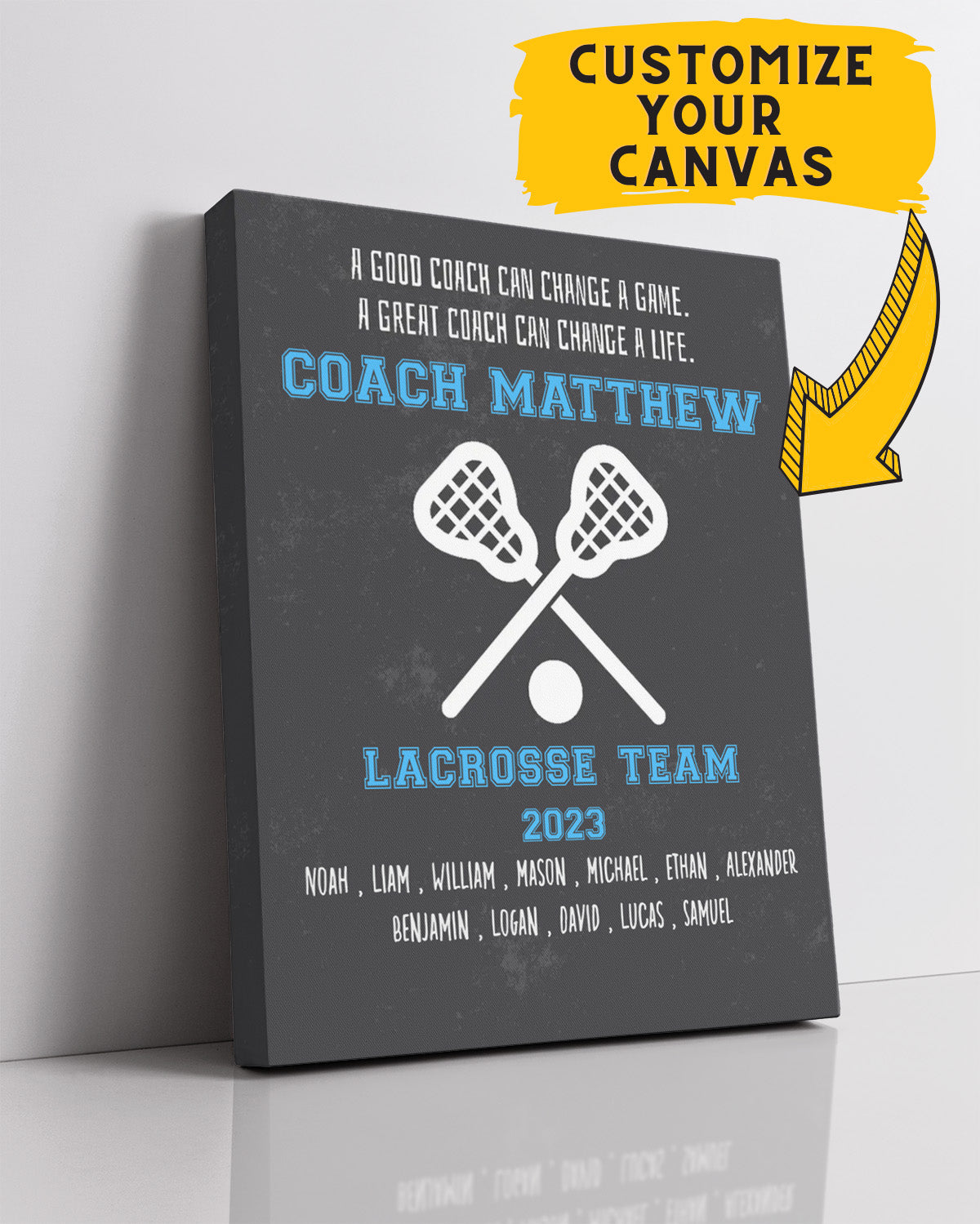 Lacrosse Coach Appreciation Gift - Customize With Athlete Names, Coach's Names, Team Name, Year or Season - Motivational Sports Wall Art - Coach's Quote