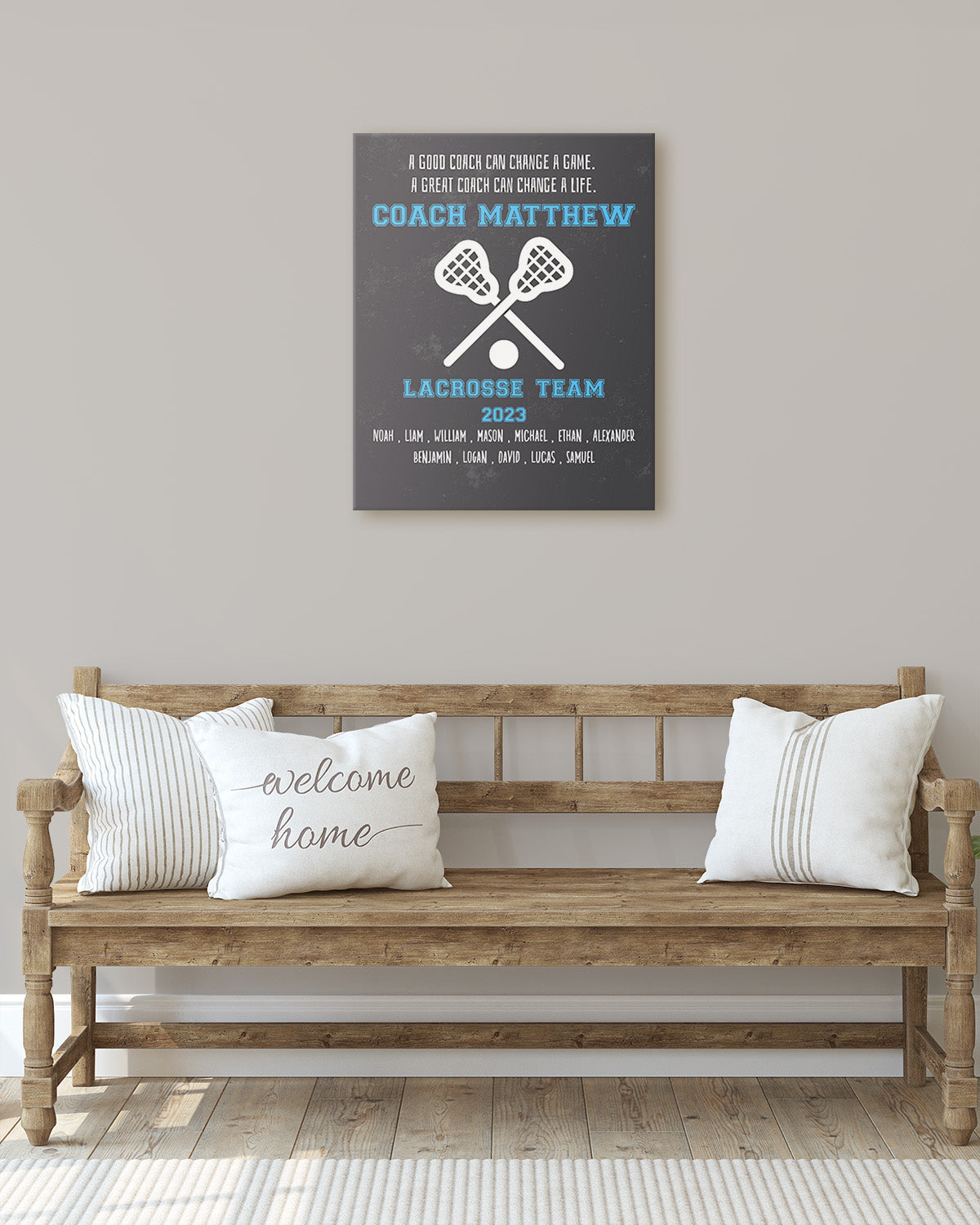 Lacrosse Coach Appreciation Gift - Customize With Athlete Names, Coach's Names, Team Name, Year or Season - Motivational Sports Wall Art - Coach's Quote