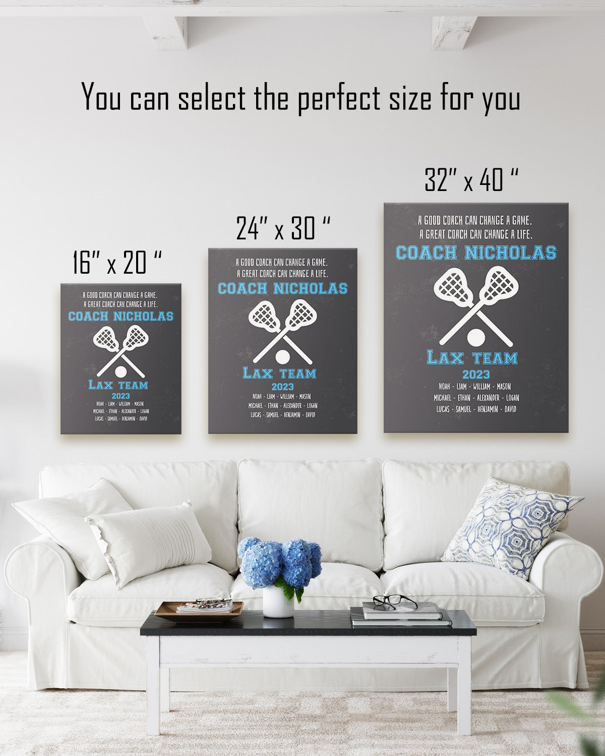 Lacrosse Coach Appreciation Gift - Customize With Athlete Names, Coach's Names, Team Name, Year or Season - Motivational Sports Wall Art - Coach's Quote