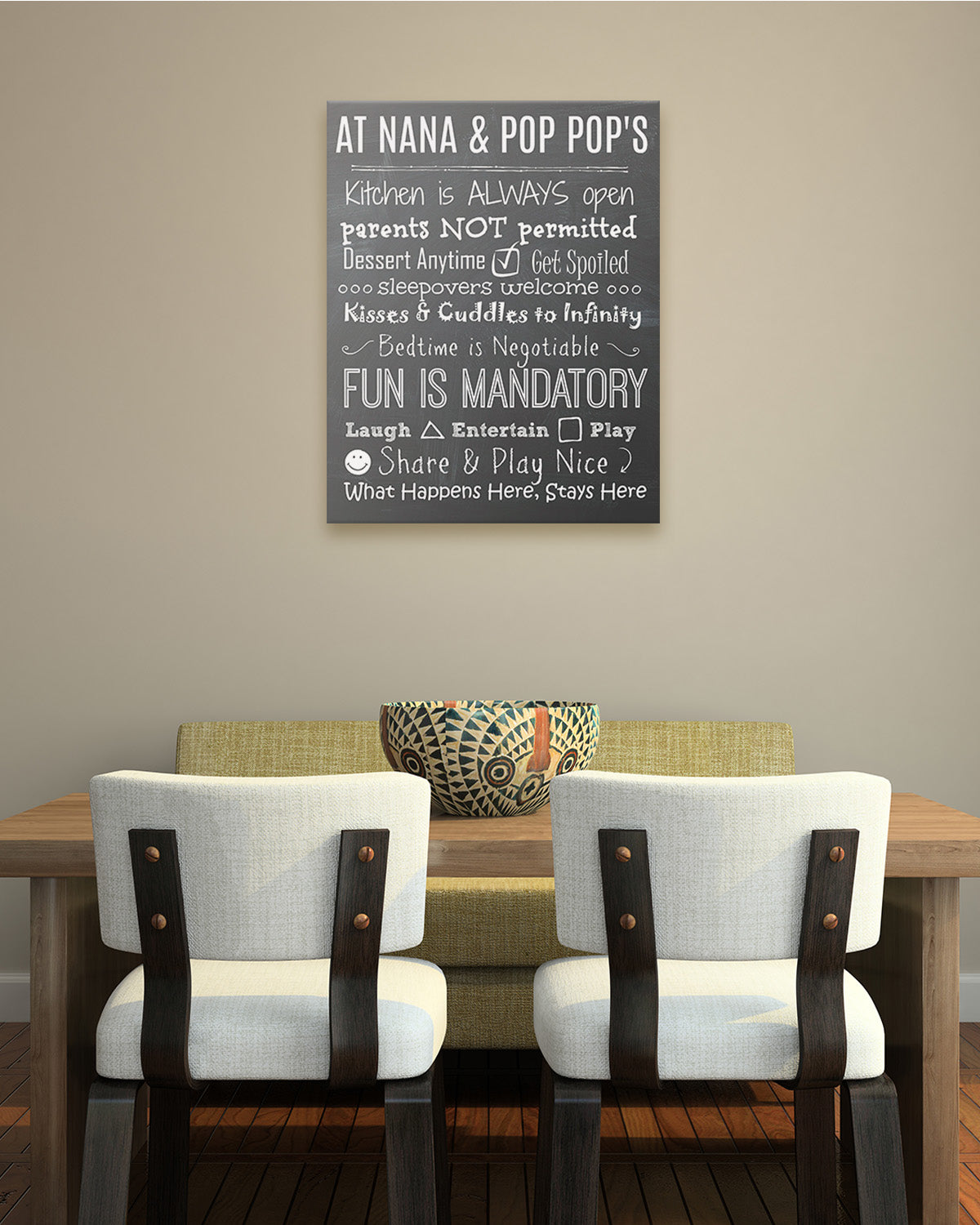 Grandparents House Rules Sign Wall Art - Gifts for Grandparents - Grandparents Day Gift Ideas - Best Gifts for Grandparents Wall Decor