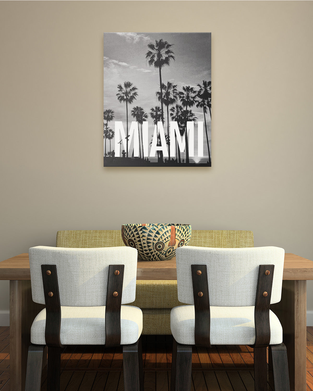 Miami Black and White Wall Art - FloridaRoom Decor - Travel Destination Home Decor - Great Souvenir for Bathroom Decor