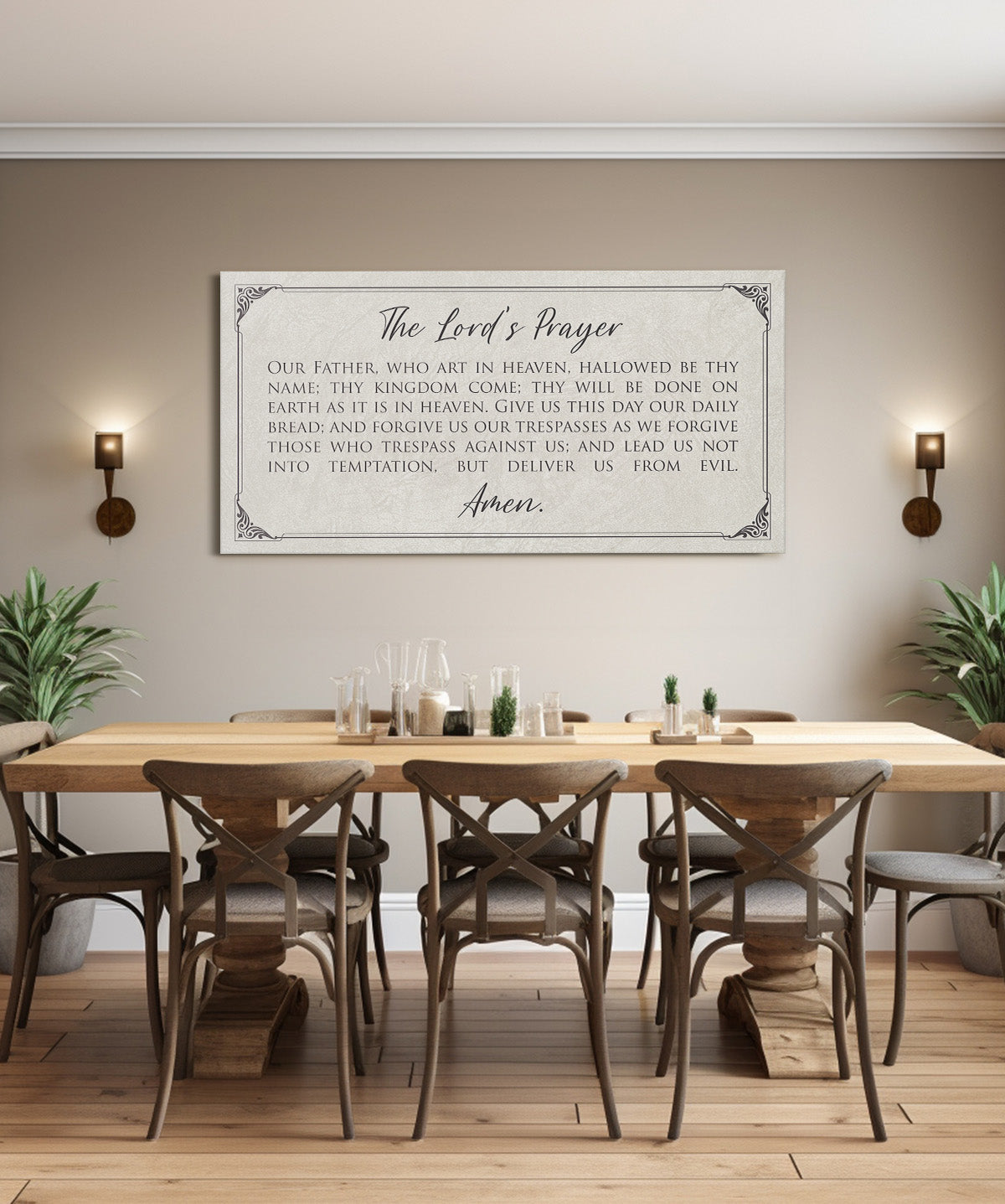 The Lord's Prayer Canvas Wall Art - Bible Verse Decor - Christian Inspirational Wall Decor - Scripture Quotes - Religious Farmhouse Home Decor Gifts - Our Father Prayer