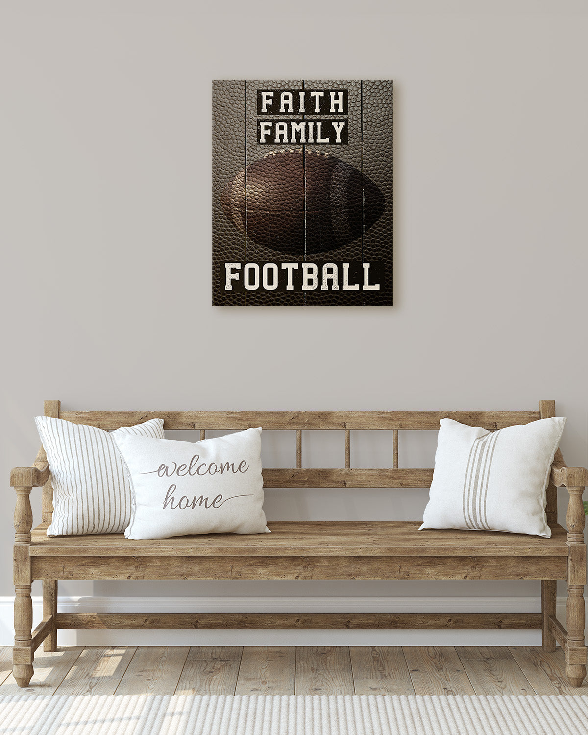 Faith Family Football Teen Room Decor - Inspirational Wall Art for Boys, Kids Room, Family or Game Room, Man Cave, Den - Home Decor Gift for Sports Fans, Football Players