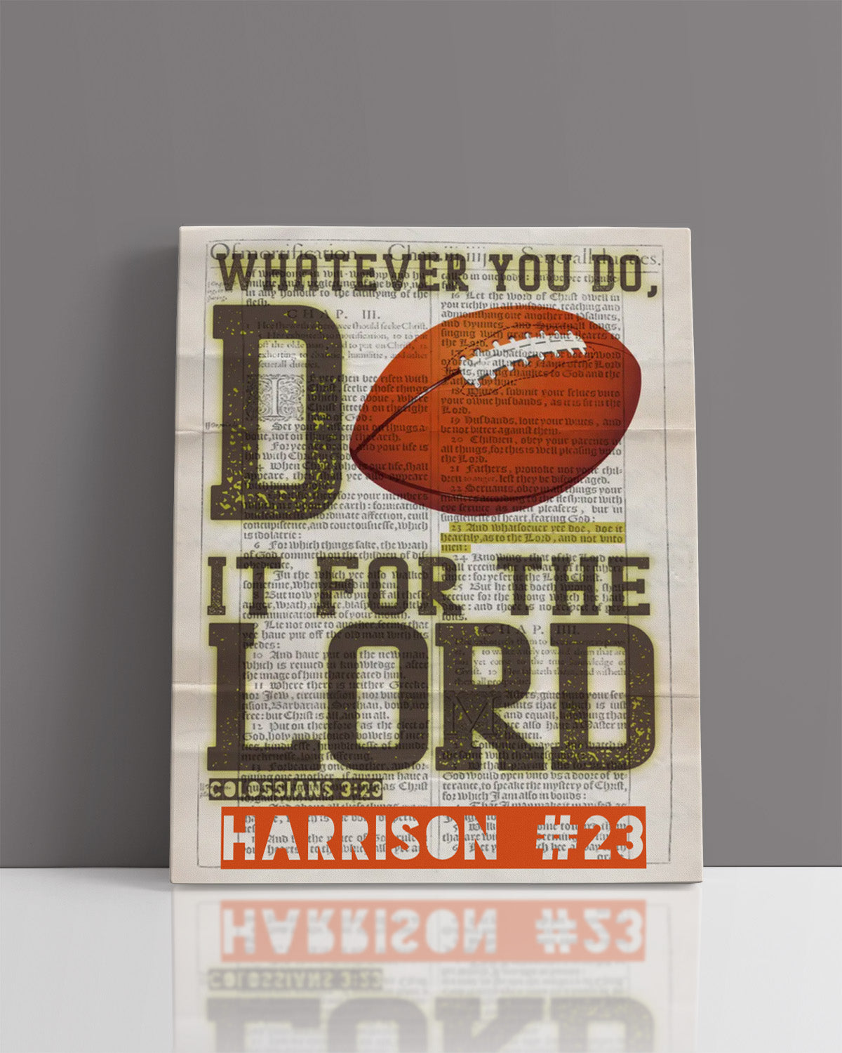 Do It For The Lord - Customizable with Last Name & Jersey Number - Religious Motivational Football Wall Art - Inspirational Football Quotes