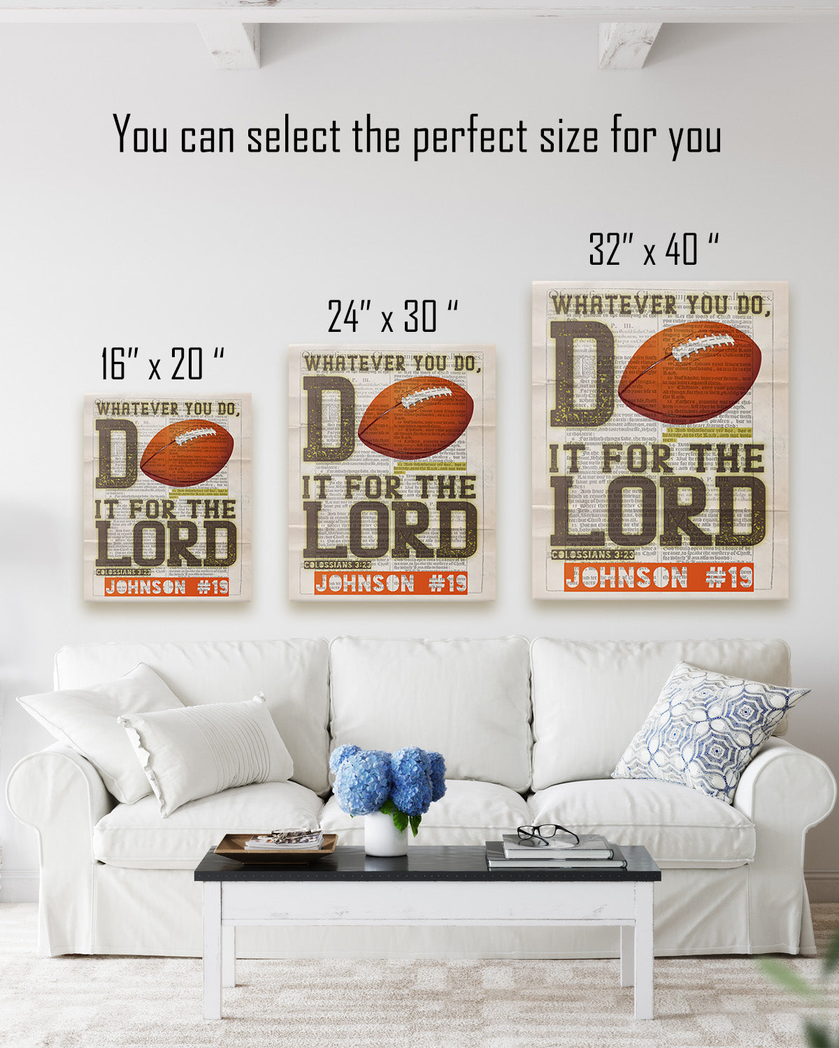 Do It For The Lord - Customizable with Last Name & Jersey Number - Religious Motivational Football Wall Art - Inspirational Football Quotes