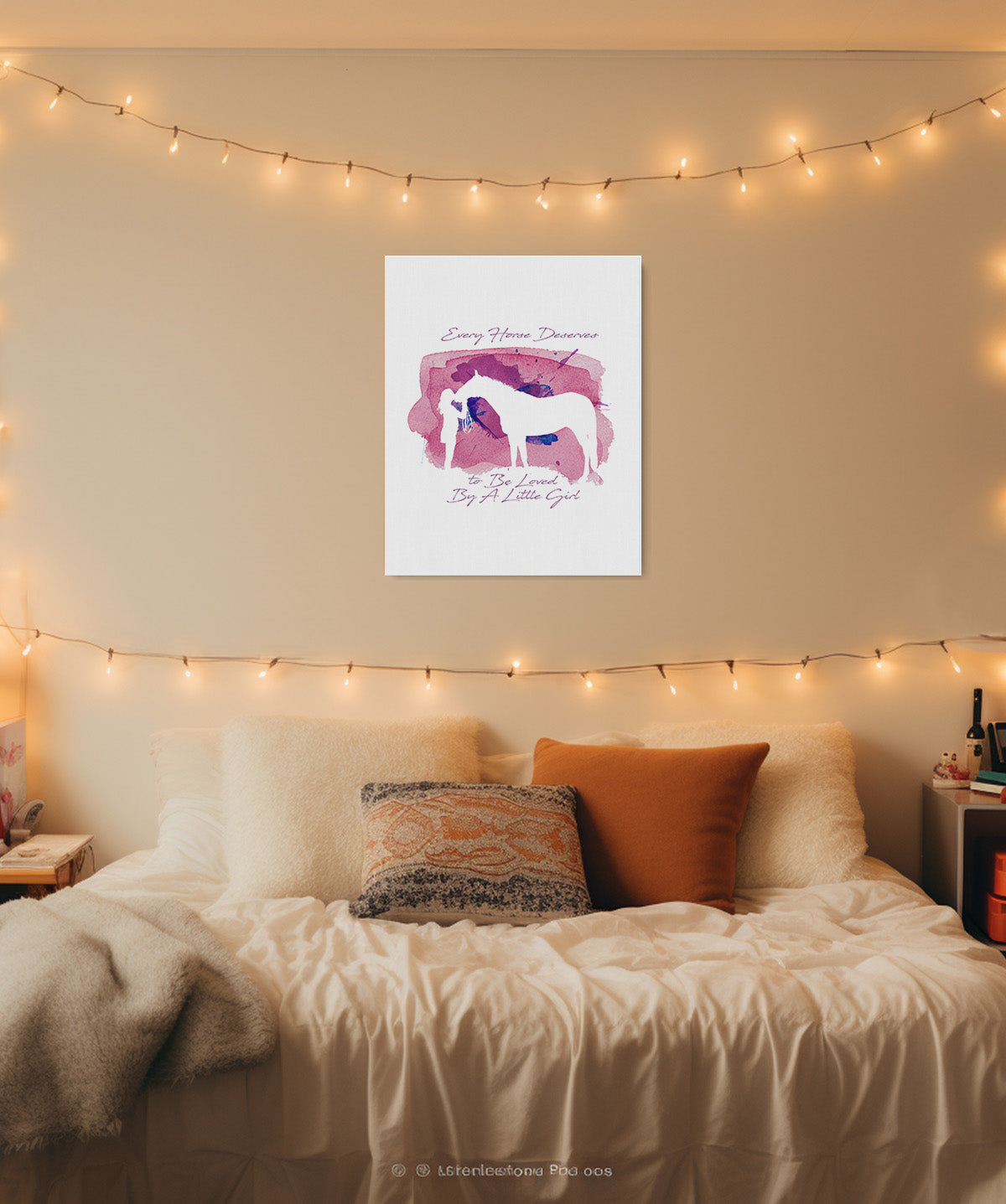 Every Horse Deserves To Be Loved By A Little Girl - Cute Horse Wall Art Decor Print with a white background - artwork printed on canvas
