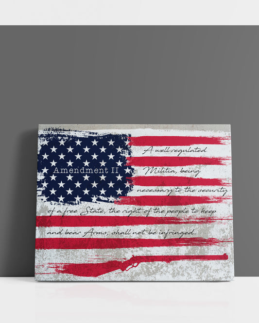 Second Amendment on American flag Wall Decor Art