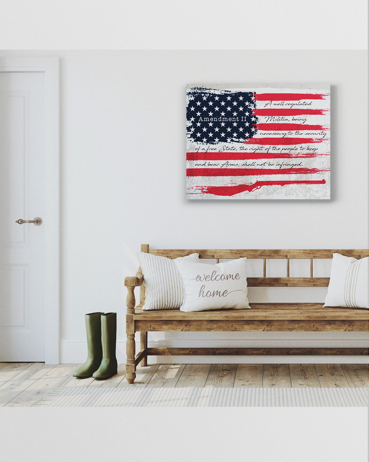 Second Amendment on American flag Wall Decor Art