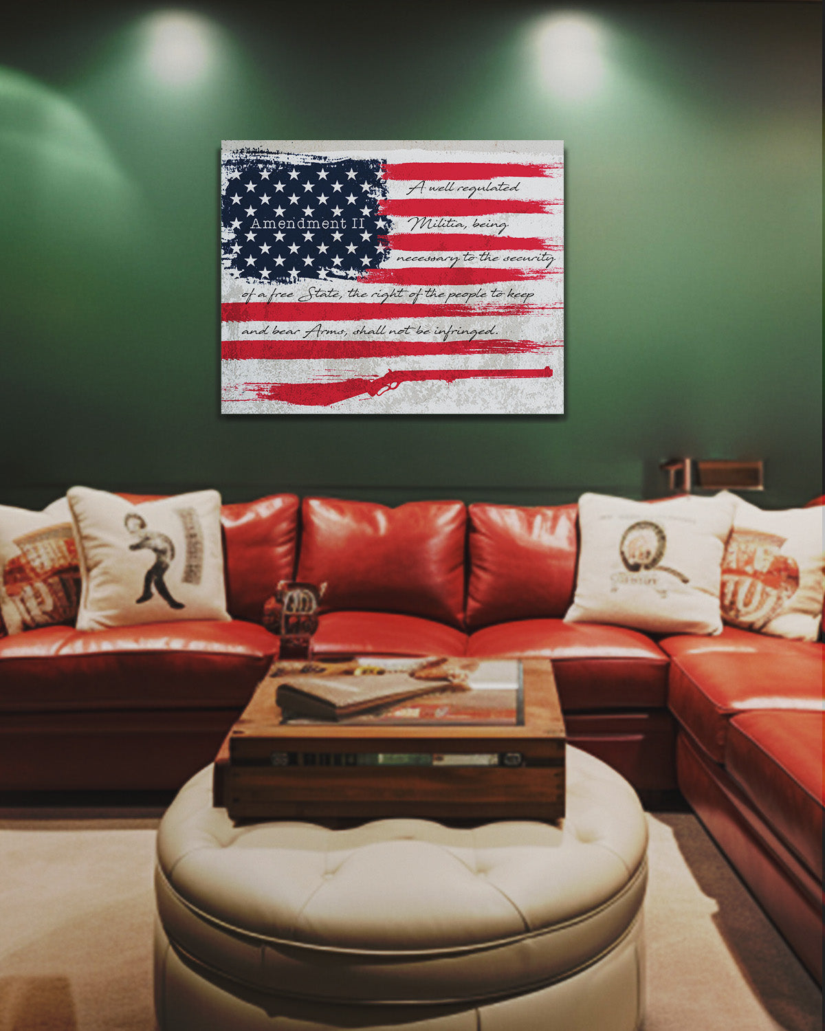 Second Amendment on American flag Wall Decor Art