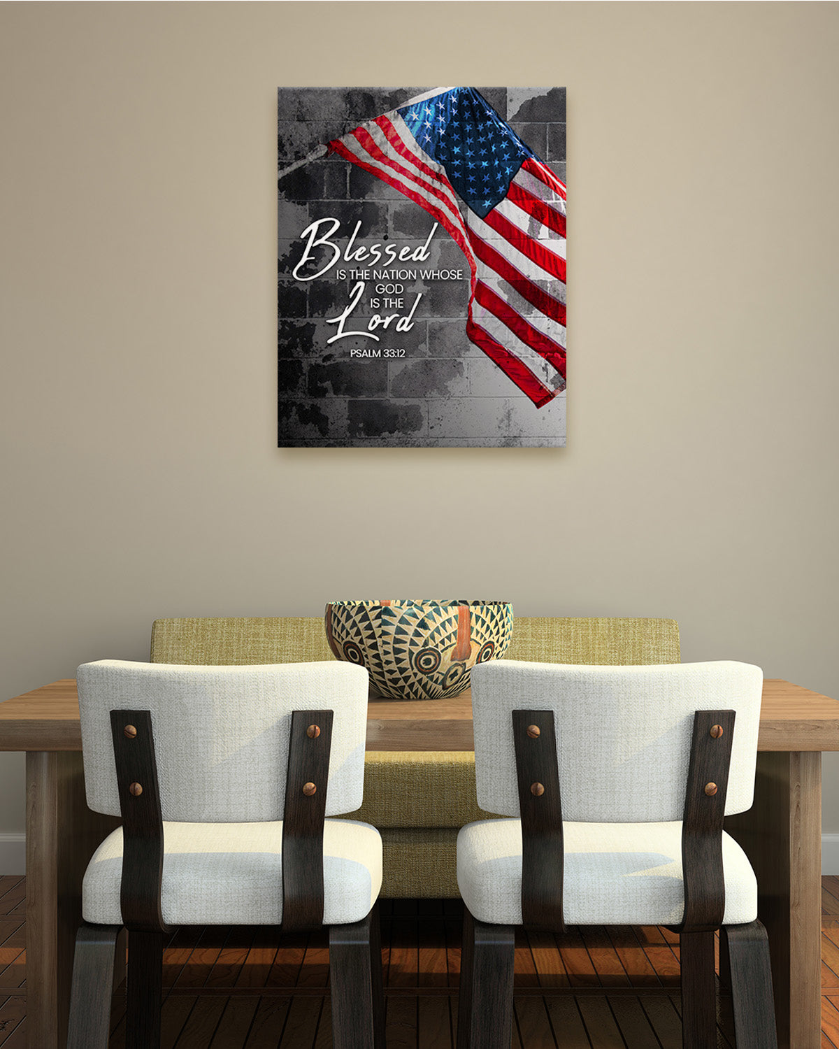 Blessed is the Nation Whose God is the Lord - Psalm 33:12 - Patriotic Wall Decor - American Patriotic Decor - Military Wall Decor - Patriot Decorations