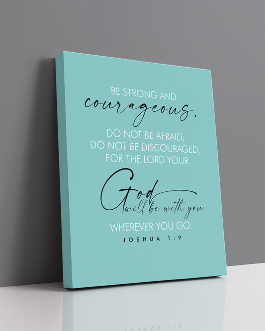 Christian Gifts for Women - Religious Room Decor - Bible Verses Wall Art - Turquoise Blue Spiritual Gifts - Inspirational Quotes - Joshua 1:9 Home Kitchen Bedroom Decor