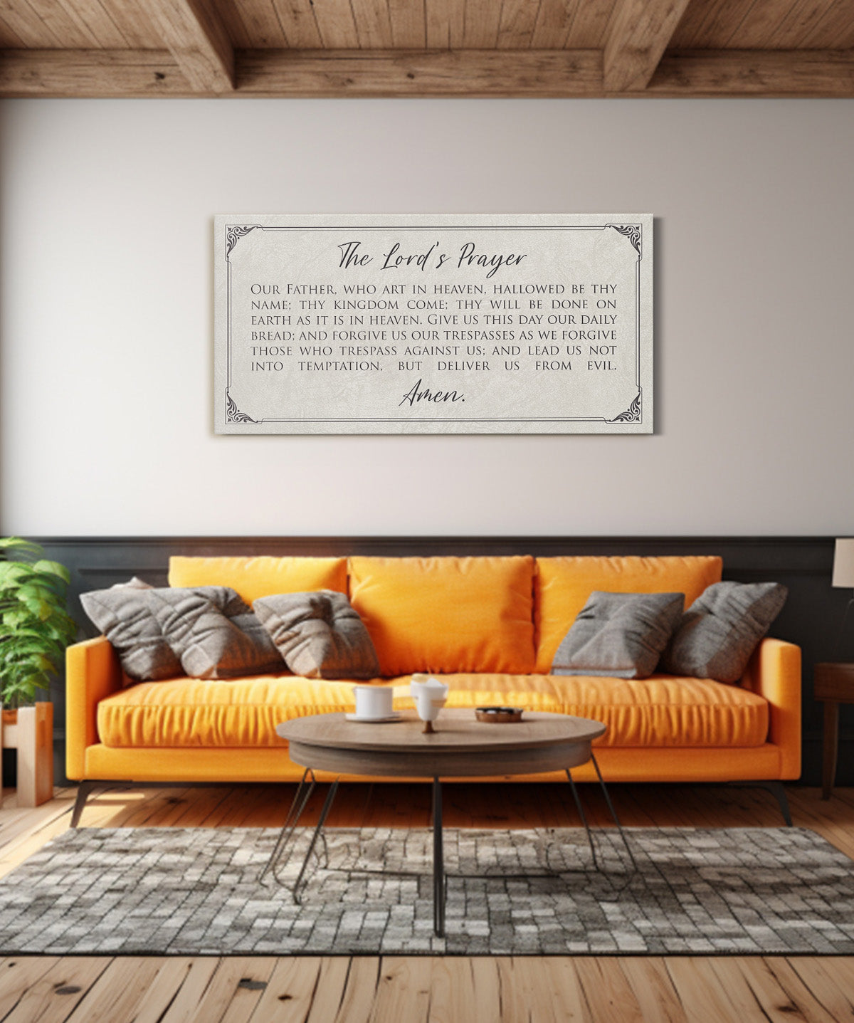 The Lord's Prayer Canvas Wall Art - Bible Verse Decor - Christian Inspirational Wall Decor - Scripture Quotes - Religious Farmhouse Home Decor Gifts - Our Father Prayer