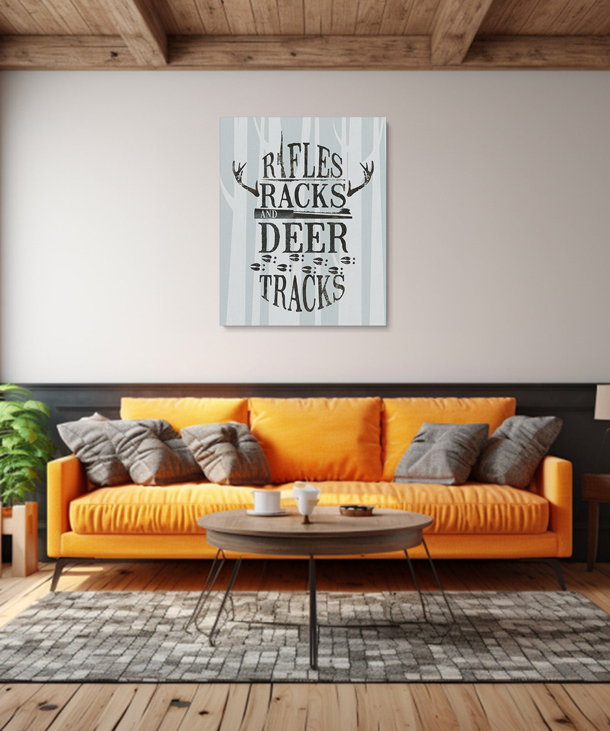 Rifles, Racks and Deer Tracks - Hunting Decor - Hunting Wall Art Decor - Gifts for Hunters - Rustic Hunting Cabin Decor - Farmhouse Hunting Wall Decor