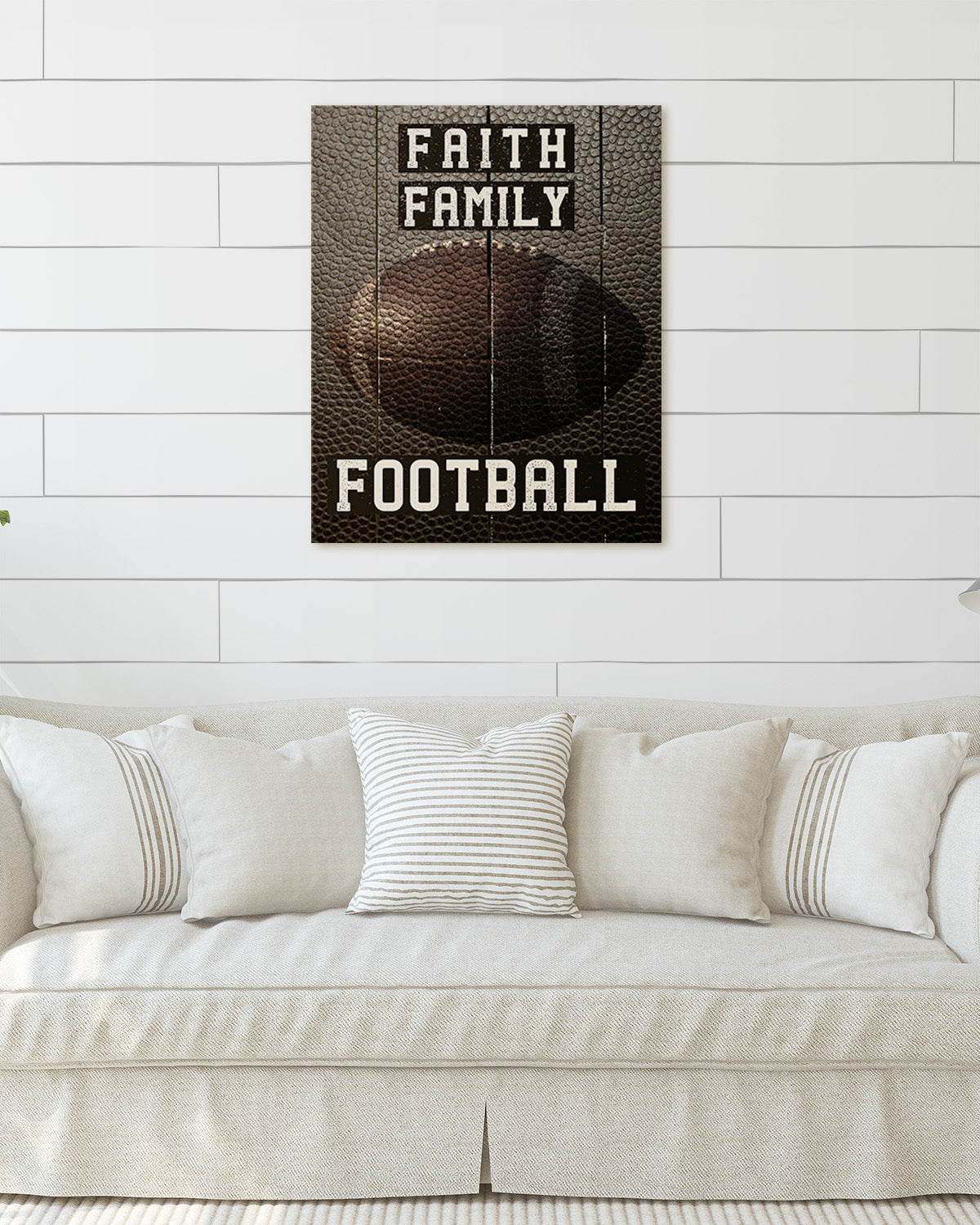 Faith Family Football Teen Room Decor - Inspirational Wall Art for Boys, Kids Room, Family or Game Room, Man Cave, Den - Home Decor Gift for Sports Fans, Football Players