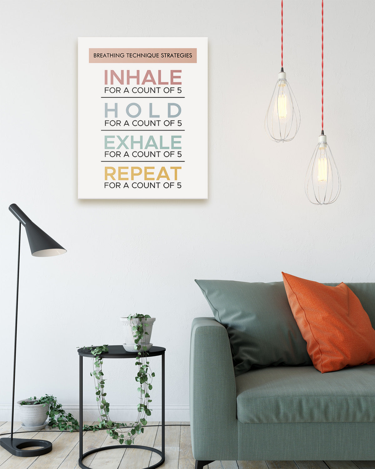 Govivo Breathing Technique Strategies - Wall Decor for Therapy Office - Mindfulness Wall Decor - Counseling Office - Mental Health Wall Art - School Psychologist, Therapist