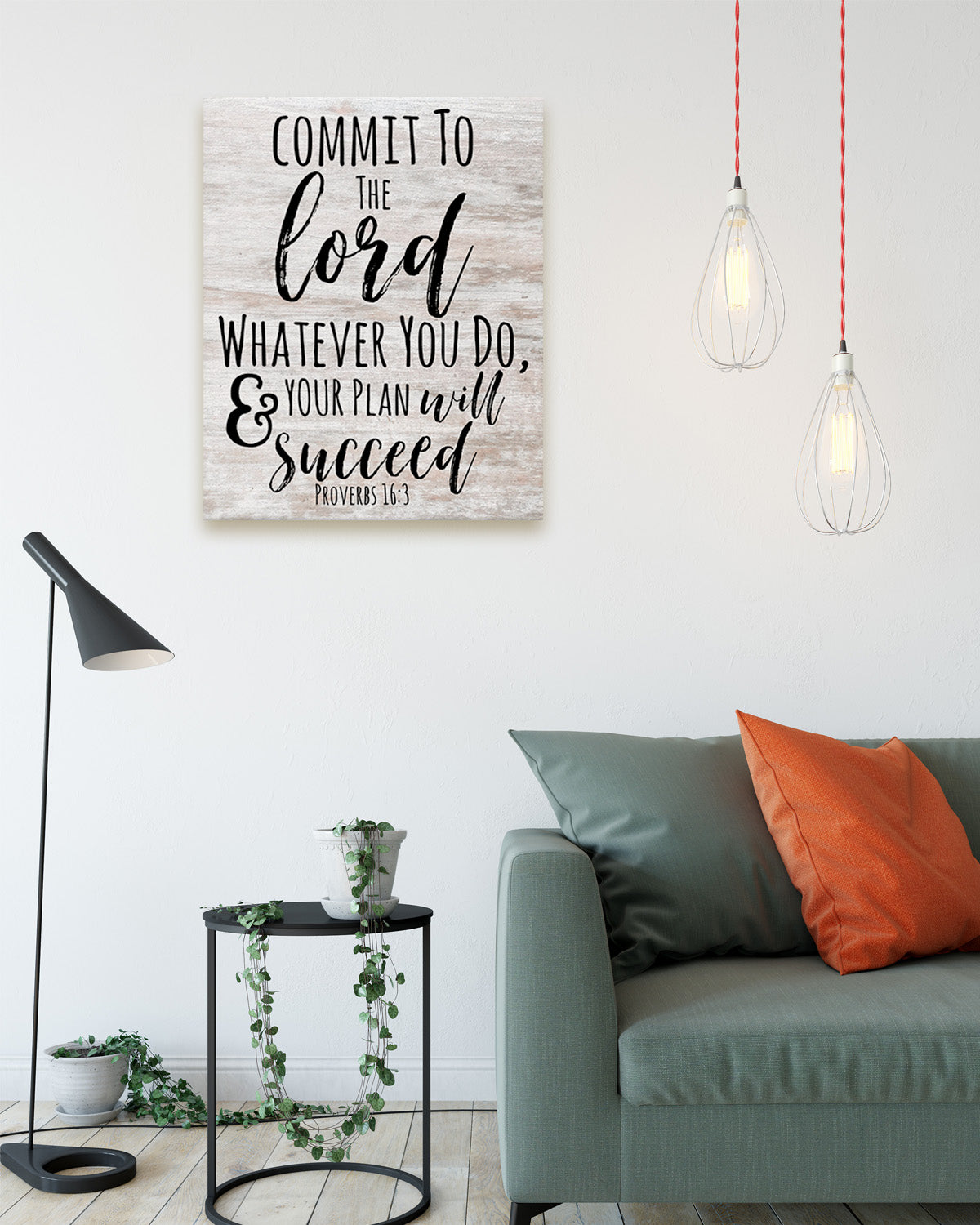 Govivo Commit To The Lord Christian room decor - Proverbs 16:3 motivational wall art - Rustic biblical verse wall decor - Wonderful gift for preacher and pastor