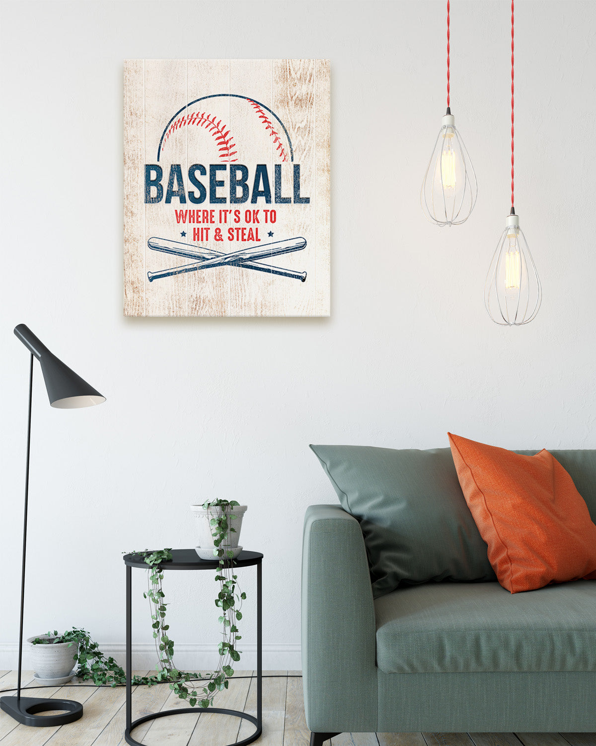Govivo Baseball Where It's Ok To Hit and Steal - Baseball Motivational Sports Quotes - Baseball Wall Art for Boys Bedroom, Baseball Coach Gift - Inspirational Baseball Wall Decor