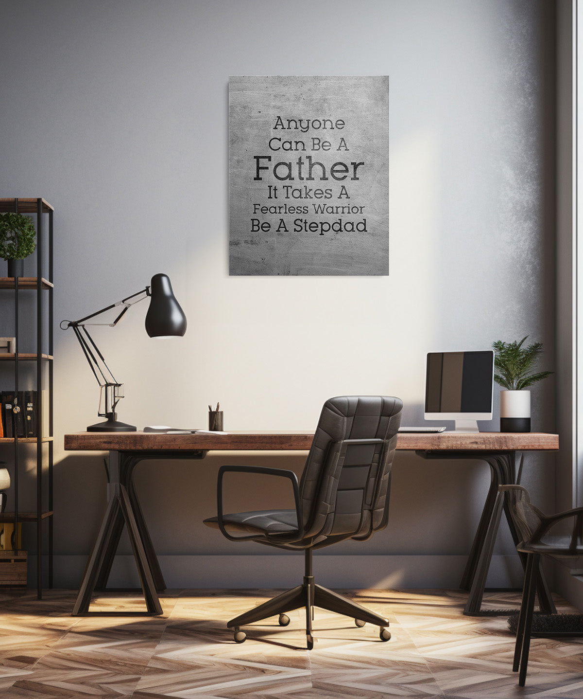 It Takes A Fearless Warrior To Be A Stepdad - Wall Decor Art Print with a gray background