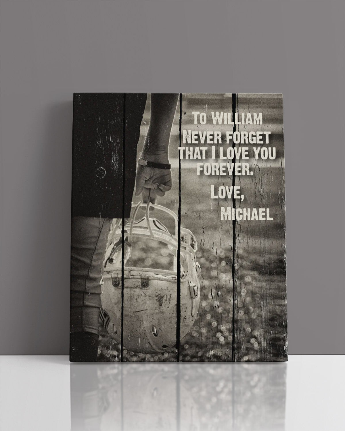 Customizable Football Theme Wall Decor Art Canvas Print - To (NAME) Never Forget That I Love You Forever. Love, (YOUR NAME)