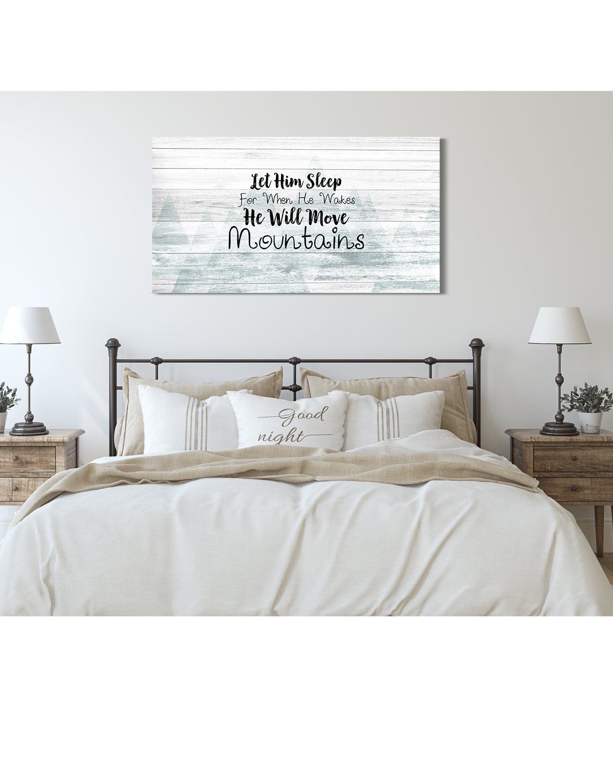 Let Him Sleep For When He Wakes He Will Move Mountains Wall Decor Art Canvas ready to hang