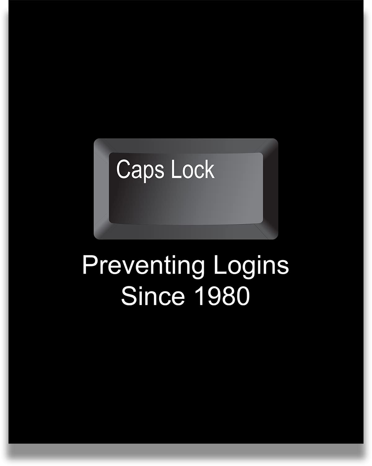 Preventing Logins Since 1980 Wall Decor Art Print on Black Background - computer programmer print - great gift for coding and computer science enthusiasts