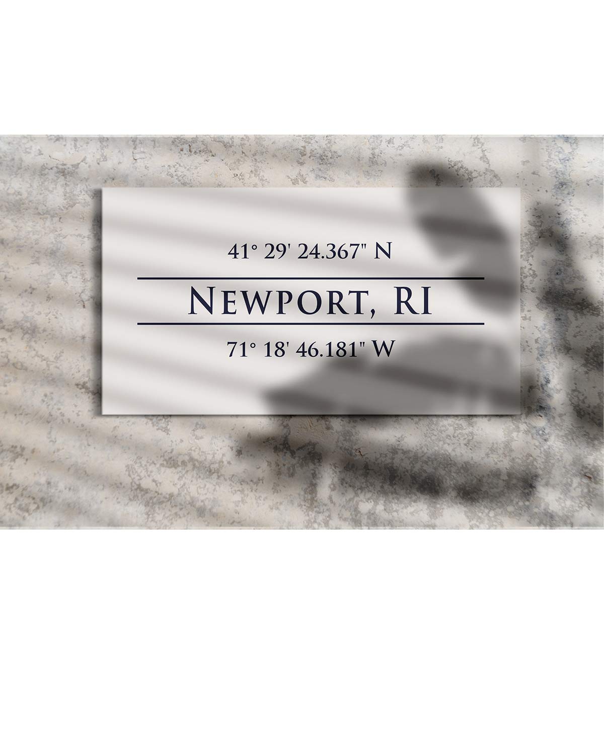 Newport, RI 41° 29' 24.367" N, 71° 18' 46.181" W - Wall Decor Art Canvas with an offwhite background - Ready to Hang - Great for above a couch, table, bed or more