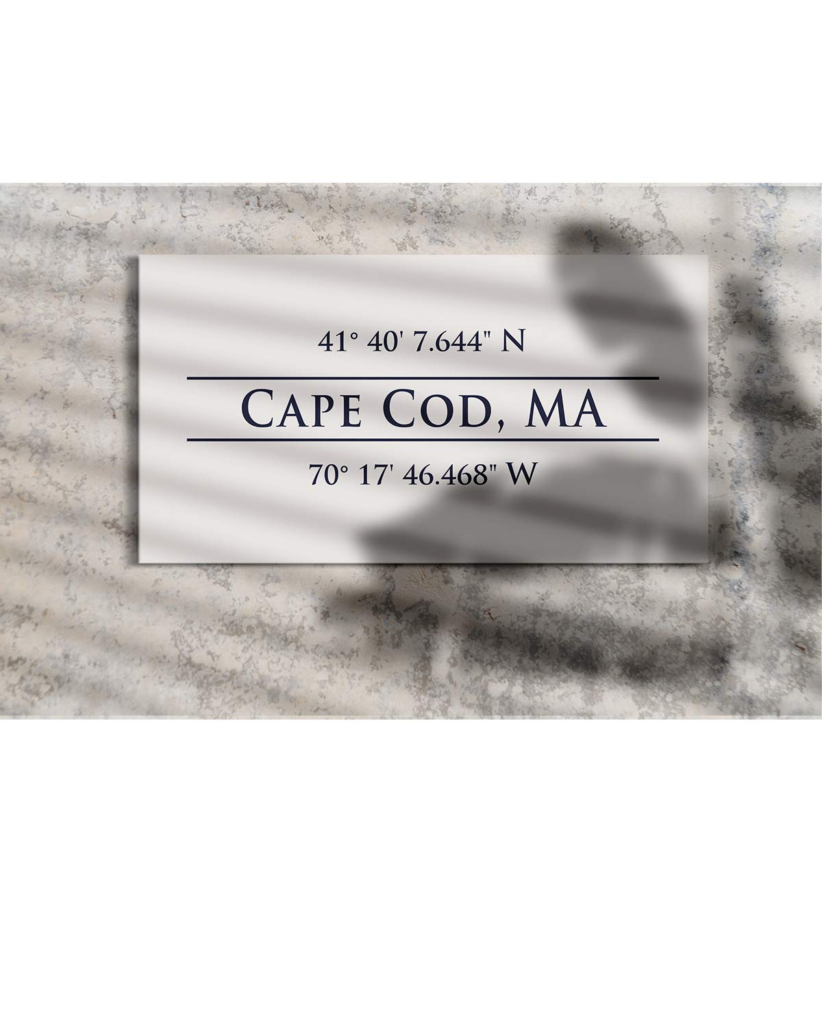 Cape Cod, MA 41° 40' 7.644" N, 70° 17' 46.468" W - Wall Decor Art Canvas with an offwhite background - Ready to Hang - Great for above a couch, table, bed or more