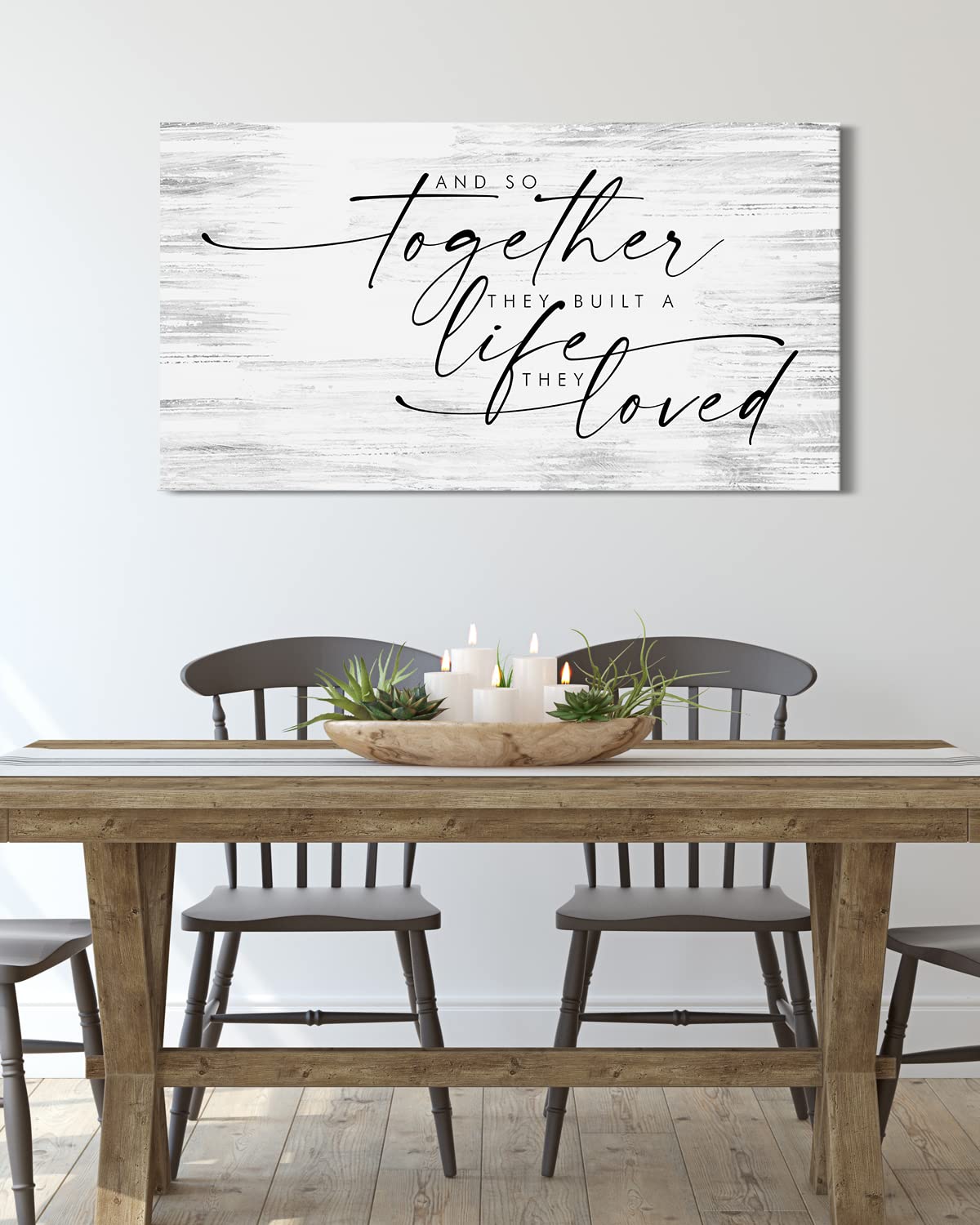 Above Bed Wall Decor for Bedroom - And So Together They Built A Life Master Bedroom Wall Art - Minimalist Farmhouse Decor - Wedding Gift for Couple - Bridal Shower Gift