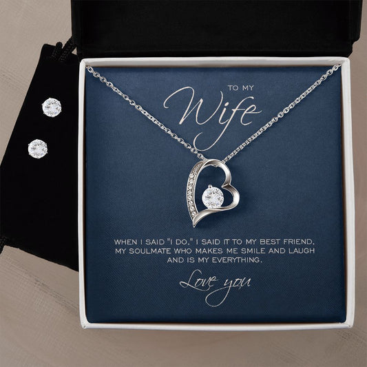 To my wife forever necklace and earrings